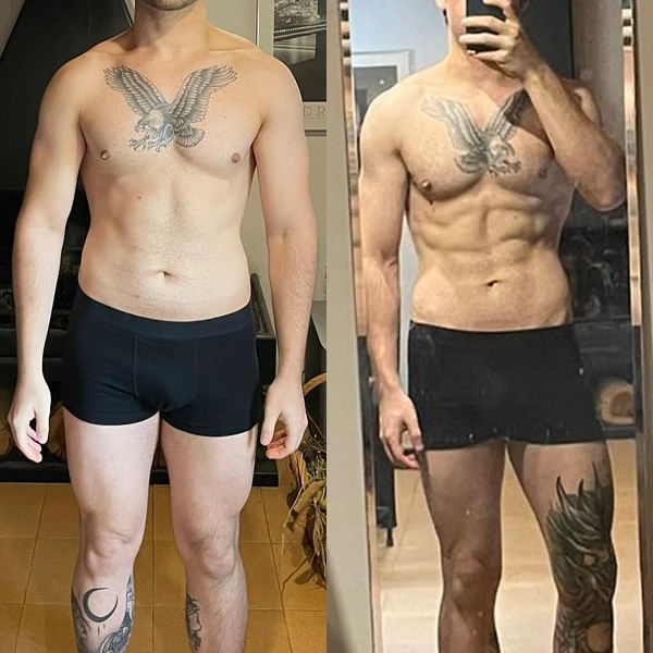 En siete meses, bajamos 8 kg, priorizando el mantenimiento de la masa muscular para lograr un cuerpo tonificado, duro y definido, mejorando además varios aspectos estéticos.