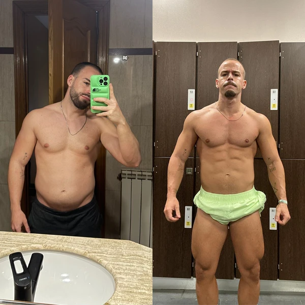 En cinco meses, redujo su porcentaje de grasa y perdió un total de 8 kg, definiendo y marcando la masa muscular que había ganado.